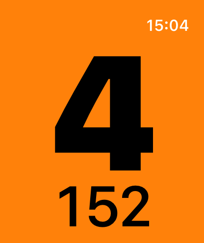 Zone Trainer on an Apple Watch, zone 4 in orange
